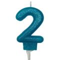 נר מספר 2 טורקיז נצנצים | חנות מקוונת ALONIT