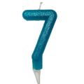 נר מספר 7 טורקיז נצנצים | חנות מקוונת ALONIT