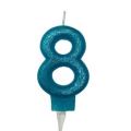נר מספר 8 טורקיז נצנצים | חנות מקוונת ALONIT