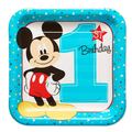 צלחות נייר 23 סמ מרובעות - מיקי מאוס יום הולדת שנה | חנות מקוונת ALONIT