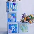 סט 4 קופסאות שקופות 30*30 תכלת כיתוב בייבי | חנות מקוונת ALONIT