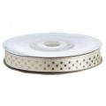 גליל סרט סאטן מנוקד 1 ס"מ 25Y - קרם/נקודות זהב מיטלי | חנות מקוונת ALONIT