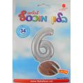 בלון מספר 6 כסוף 34" | חנות מקוונת ALONIT