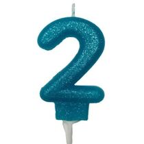 נר מספר 2 טורקיז נצנצים | חנות מקוונת ALONIT