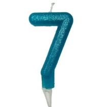 נר מספר 7 טורקיז נצנצים | חנות מקוונת ALONIT