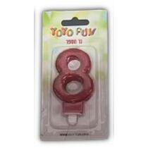 נר מספר 8 אדום נוצץ | חנות מקוונת ALONIT