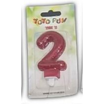 נר מספר 2 אדום נוצץ | חנות מקוונת ALONIT