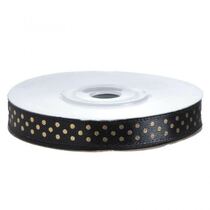 גליל סרט סאטן מנוקד  שחורנקודות זהב מיטלי, фото 