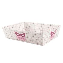 מגש קרטון מודבק 18/18/8 ס"מ-פורים שמח-מסכה ורוד, фото 