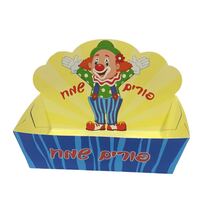 מגש קרטון מודבק+גב 23.5/15/7 ס"מ-פורים שמח-ליצן כחול, фото 