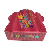 מגש קרטון מודבק+גב 23.5/15/7 ס"מ-פורים שמח-פסים בורדו, фото 