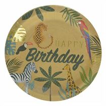 צלחות נייר 20 סמ עגולות - 8 יח ספארי קראפט זהב | חנות מקוונת ALONIT