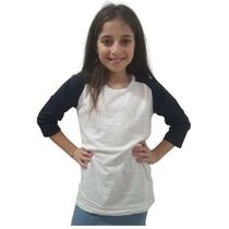 חולצות בית ספר שרוול 3/4 צבע שרוול שונה בנות, фото 