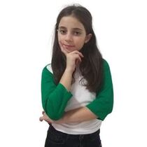 חולצות בית ספר שרוול 3/4 צבע שרוול שונה בנות, фото 