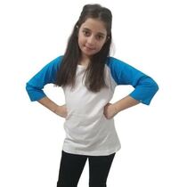 חולצות בית ספר שרוול 3/4 צבע שרוול שונה בנות, фото 