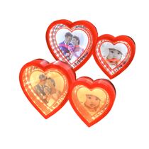 מסגרת אדומה 2 לבבות מראה LED לבן/צהוב 33X21 | חנות מקוונת ALONIT