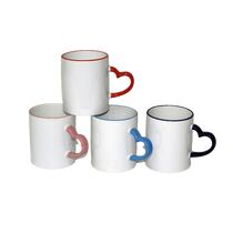 ספל לבן + ידית לב צבעונית להדפסת סובלימציה | חנות מקוונת ALONIT