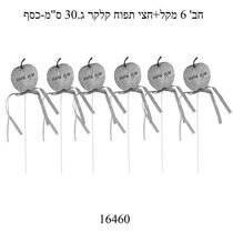 חבילת 6 מקל + חצי תפוח קלקר ג.30 ס"מ - כסף | חנות מקוונת ALONIT