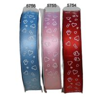 גליל סרט סאטן לבבות 1.50 ס"מ 25Y - אדום/לבן, фото 