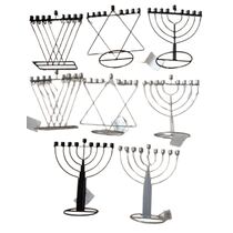 מגוון חנוכיות מתכת מעורב דגמים צבע כסף ושחור | חנות מקוונת ALONIT