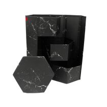 קופסאת הפתעה משושה שחורה שיש + 3 קומות 19X38 ס"מ | חנות מקוונת ALONIT