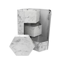 קופסאת הפתעה משושה לבנה שיש + 3 קומות 19X38 ס"מ | חנות מקוונת ALONIT