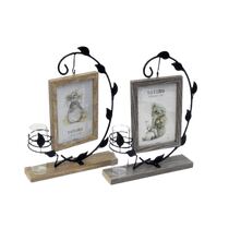 סטנד לתמונה משולב עץ וברזל עלים עץ / אפור 20X30 | חנות מקוונת ALONIT