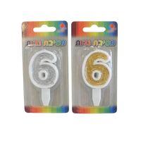 נר מספר 6 נצנץ זהב / כסף | חנות מקוונת ALONIT