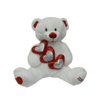 דובי לבן מחזיק 3 לבבות מנצנצים באהבה 60 סמ | חנות מקוונת ALONIT