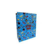 שקית נייר 30/23/10 ס"מ - פורים שמח - סמלים תכלת | חנות מקוונת ALONIT