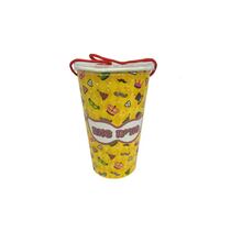 קופסאת פופקורן ליצנים ק.13 ג.20 ס"מ מכסה + שרוך - צהוב | חנות מקוונת ALONIT