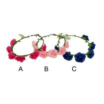 זר לראש 6 ורדים פתוחים - ורוד/כחול/פושי'ה | חנות מקוונת ALONIT