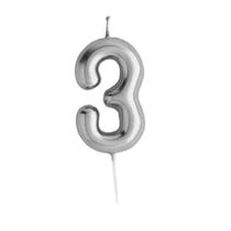 נר מספר כסף מבריק , ספרה 3 | חנות מקוונת ALONIT