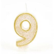 נר ספרה בודד זהב נוצץ - 9 | חנות מקוונת ALONIT