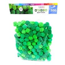 פונפון גווני ירוק מעורב גדלים 300 יח | חנות מקוונת ALONIT