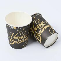 כוסות נייר ארוז 8 יח' סט יום הולדת שחור זהב | חנות מקוונת ALONIT