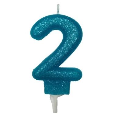 נר מספר 2 טורקיז נצנצים | חנות מקוונת ALONIT
