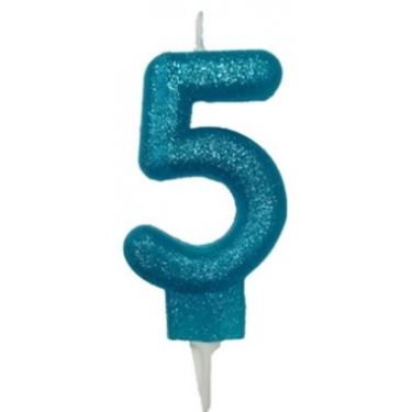 נר מספר 5 טורקיז נצנצים | חנות מקוונת ALONIT