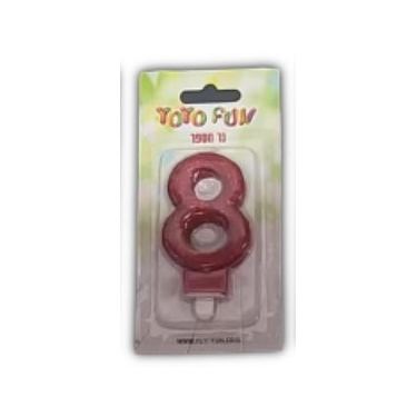 נר מספר 8 אדום נוצץ | חנות מקוונת ALONIT