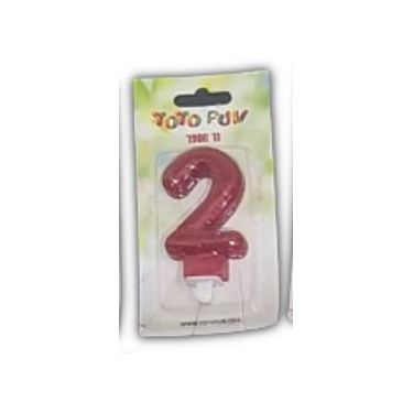 נר מספר 2 אדום נוצץ | חנות מקוונת ALONIT