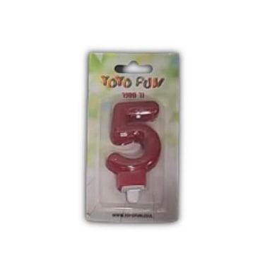 נר מספר 5 אדום נוצץ | חנות מקוונת ALONIT