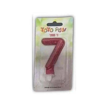 נר מספר 7 אדום נוצץ | חנות מקוונת ALONIT