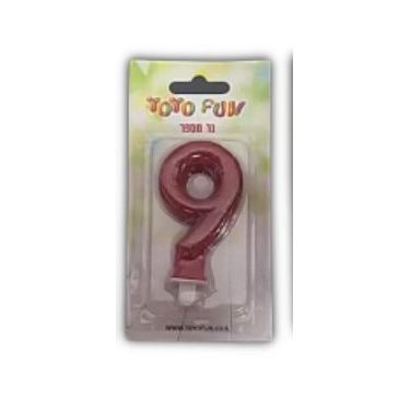 נר מספר 9 אדום נוצץ | חנות מקוונת ALONIT