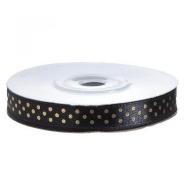 גליל סרט סאטן מנוקד שחור נקודות זהב מיטלי | חנות מקוונת ALONIT