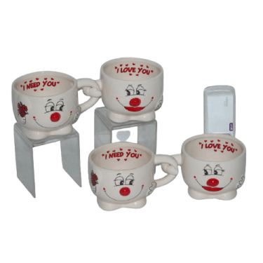 זוג ספלים מתחבקים לבנים גדולים יד ביד | חנות מקוונת ALONIT