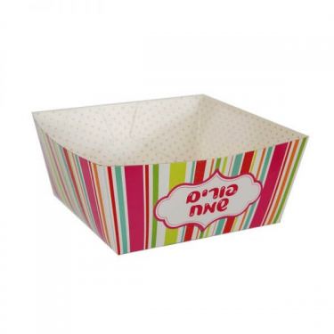 מגש קרטון מודבק פסים ורוד | חנות מקוונת ALONIT