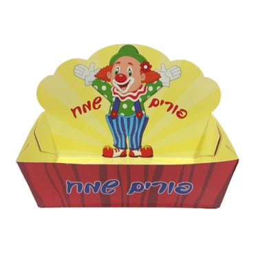 מגש קרטון מודבק + גב שמח ליצן אדום גדול | חנות מקוונת ALONIT