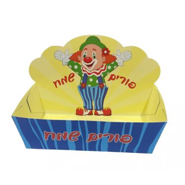 מגש קרטון מודבק + גב שמח ליצן כחול קטן | חנות מקוונת ALONIT