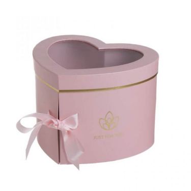 קופסאת קרטון לב 2 קומות +חלון ורוד | חנות מקוונת ALONIT