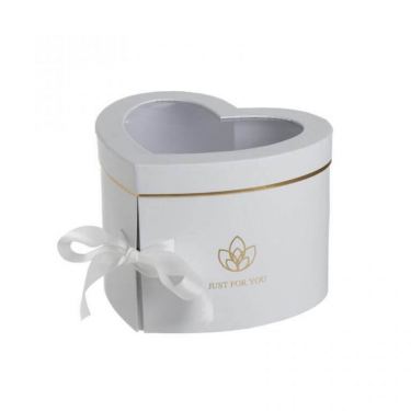 קופסאת קרטון לב 2 קומות +חלון לבן | חנות מקוונת ALONIT